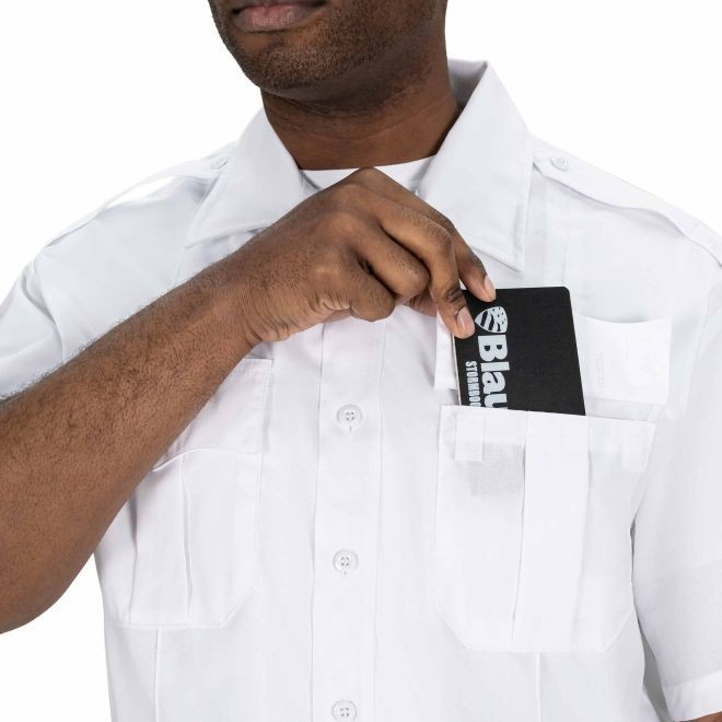 BLAUER 8421 MENS SHORT SLEEVE SHIRT COTTON BLEND WHITE