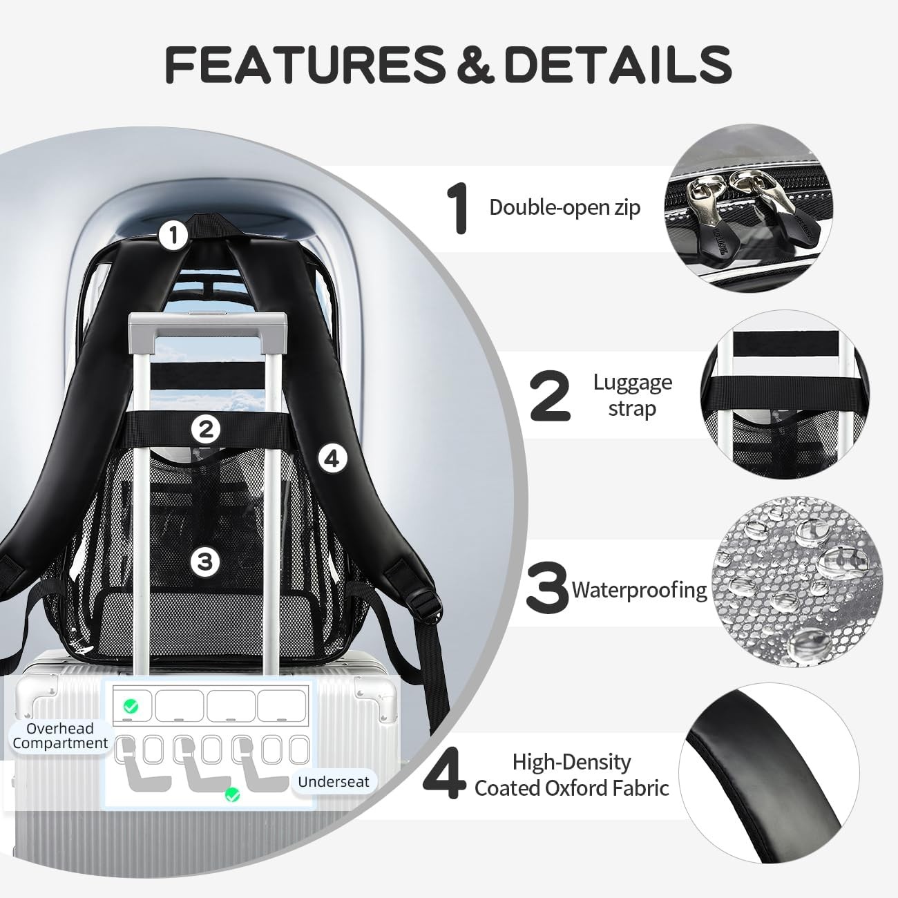 Extra Large Clear Backpack Heavy Duty for Adults, XL TPU 18In Black Bookbag | Se