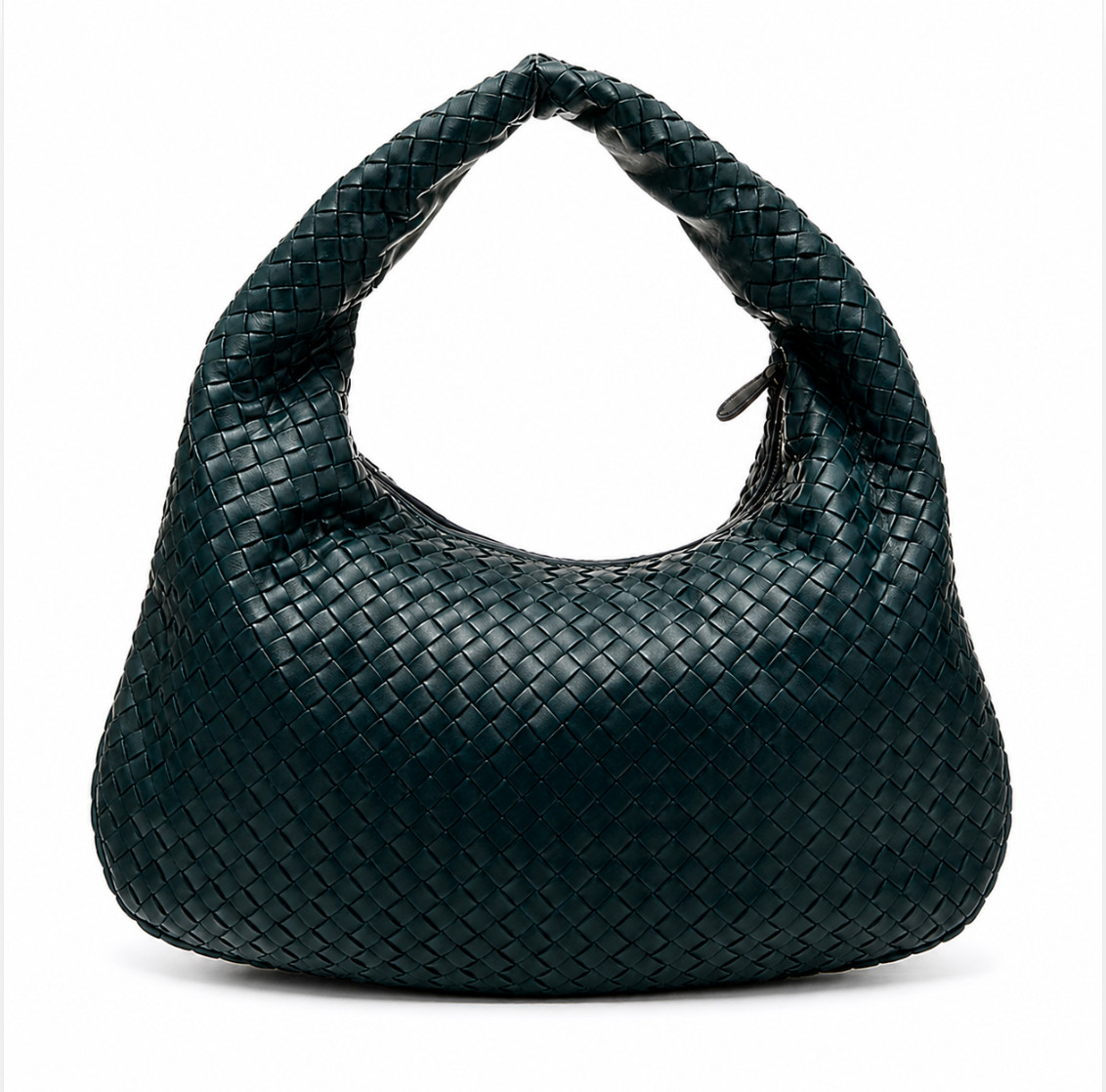 Bottega Veneta Intrecciato Small Veneta Hobo Dark Green Leather w/ Mirror Italy