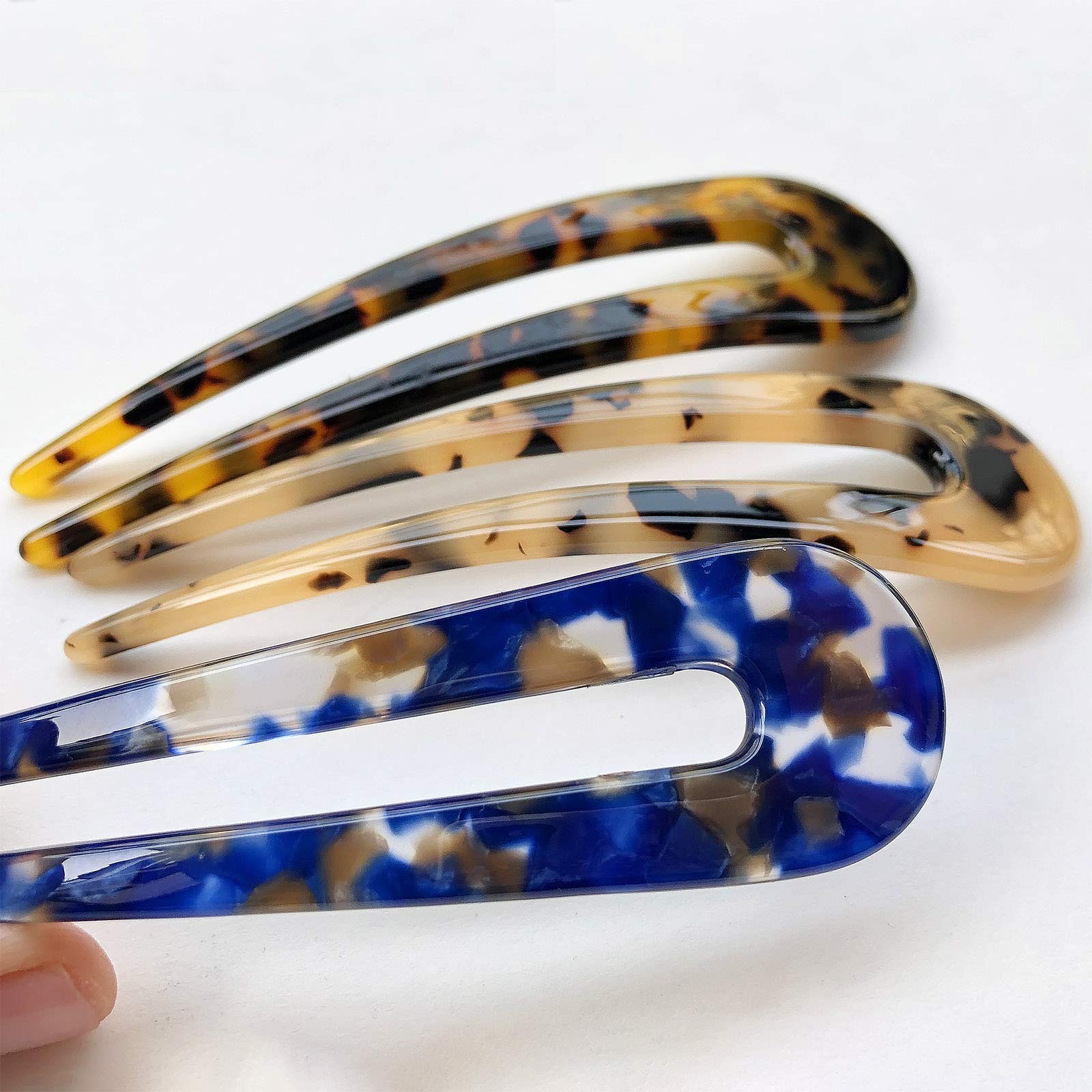 U Shape Tortoise Shell Hair Forks – 3 Pack Vintage Updo Pins for Thin/Thick Hair