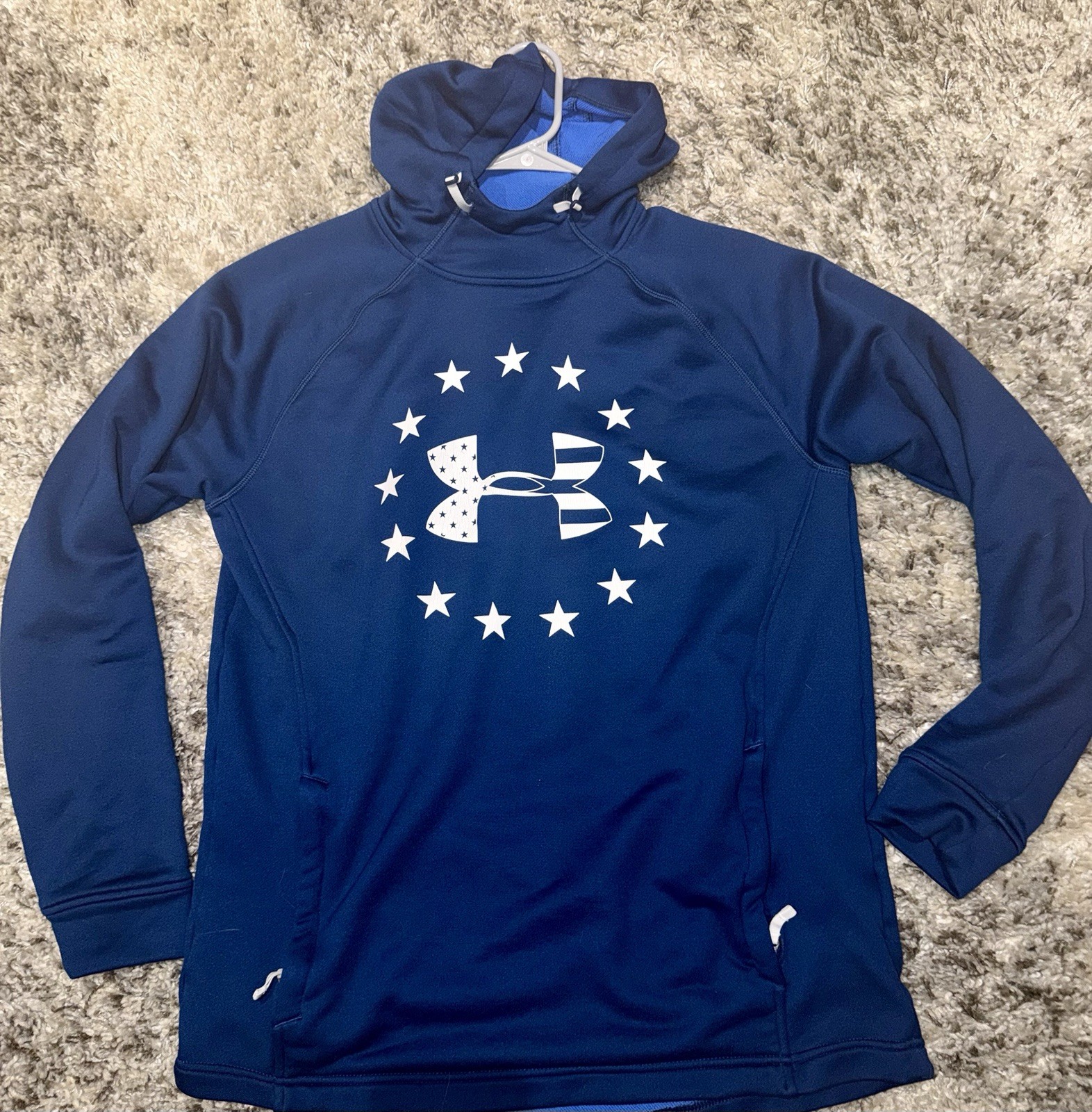 Under Armour Sweater Mens Large Blue Pullover Sweatshirt Loose Gym Vented Zip