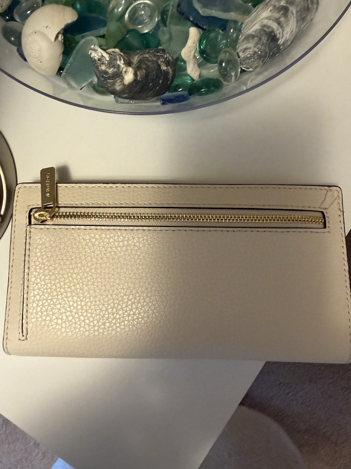 Michael Kors Cream Satchel Snake Print Trim Gold Hardware Zip Detachable Strap