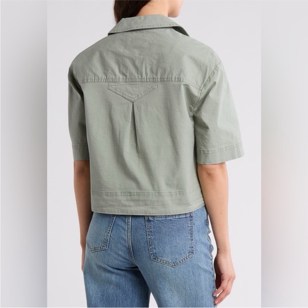 Habitual Green Cropped Short-Sleeve Utility Jacket (Small)