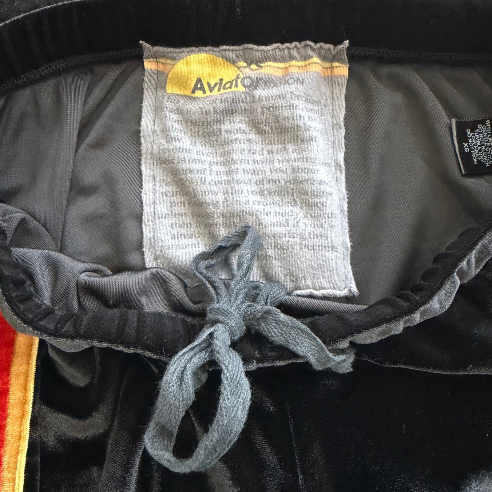 Aviator Nation Black Velvet Rainbow 5 Stripe Jogger Sweatpants Womens XS