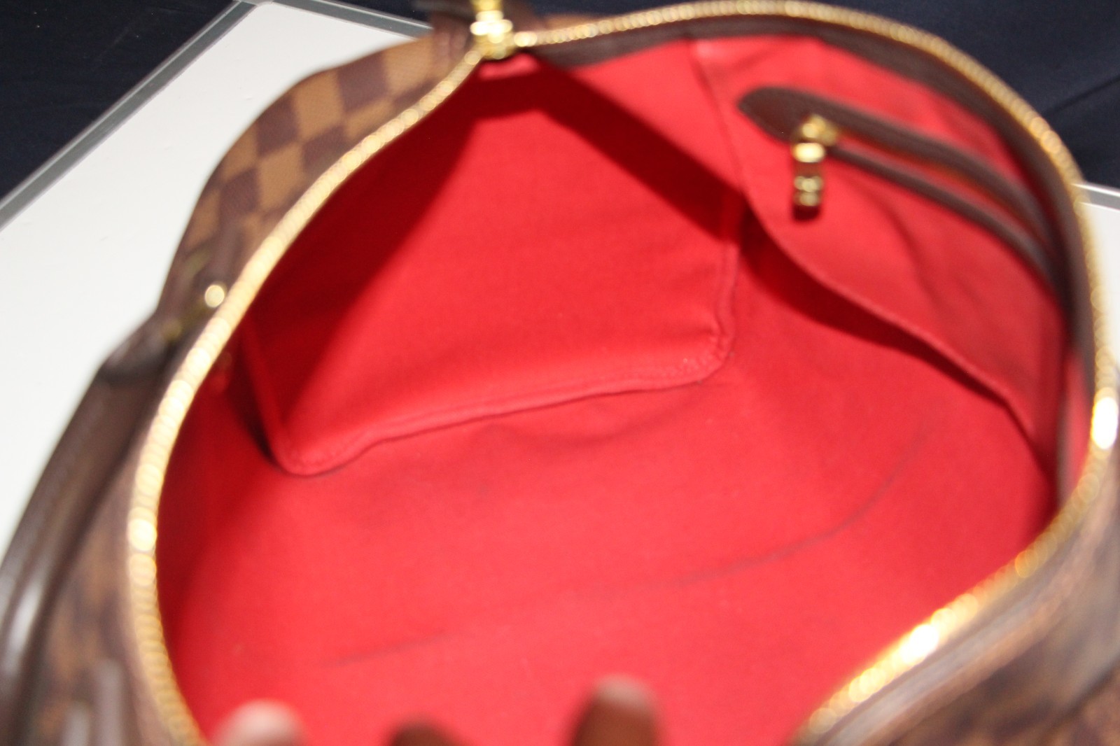 Louis Vuitton Speedy 35 Damier Ebene Brown Canvas Satchel Bag