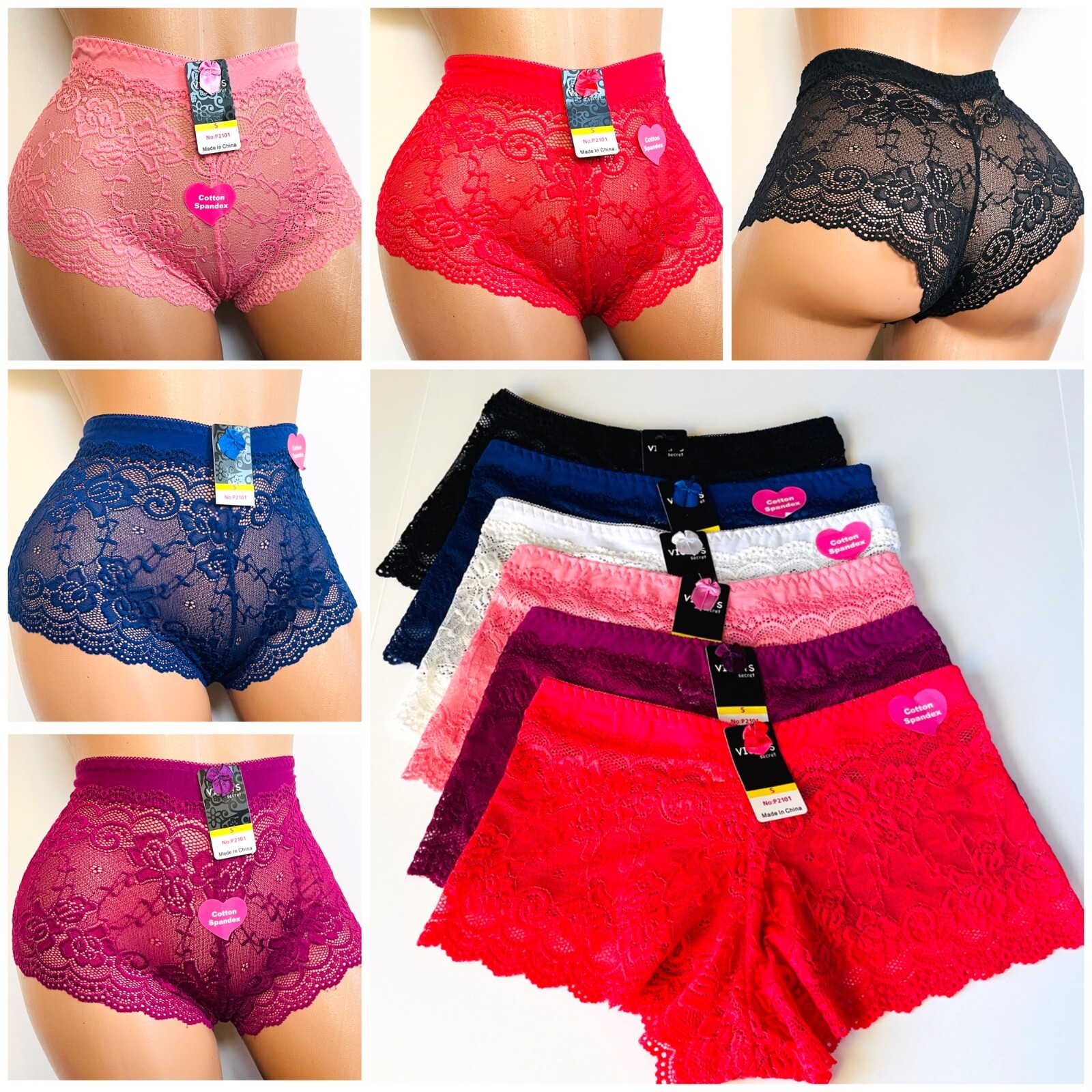 Women’s Lace Boyshorts lot 3/6/12 Bikini Panties Sexy Boy Short Cheeky Underwear