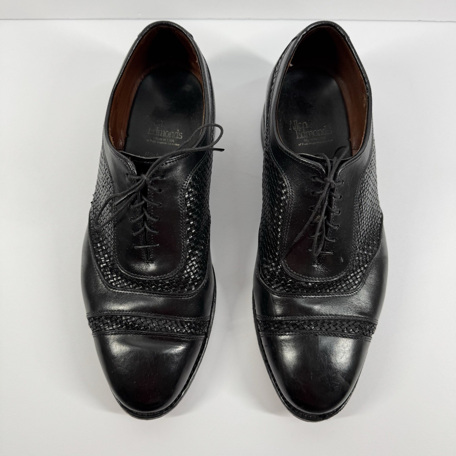 Allen Edmonds Mens Winhall Woven Leather Dress Shoes Size 9.1/2 38 Black READ