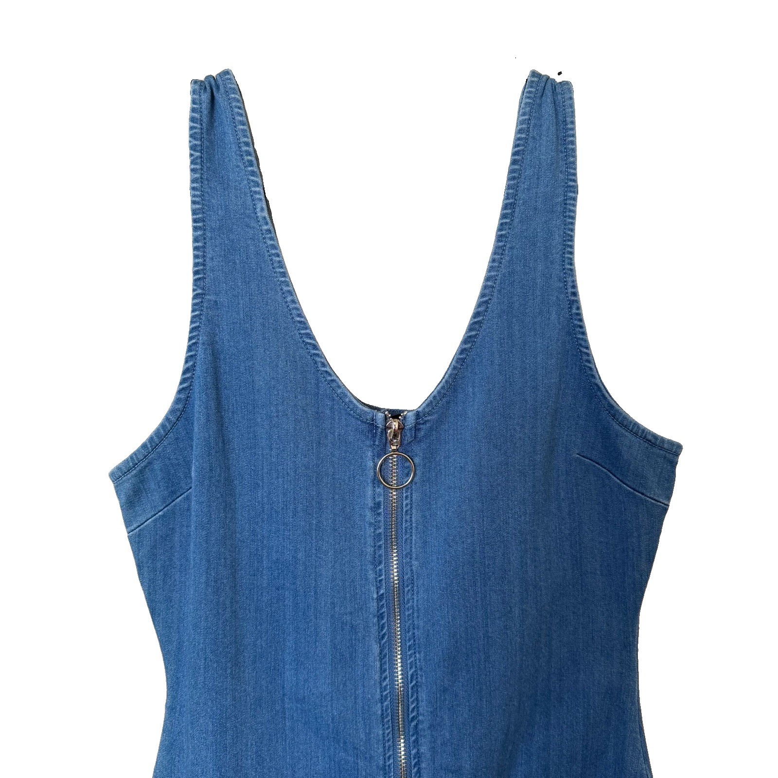 Iris womens small blue bodycon zip-up jean dress preppy y2k bohemian westerncore