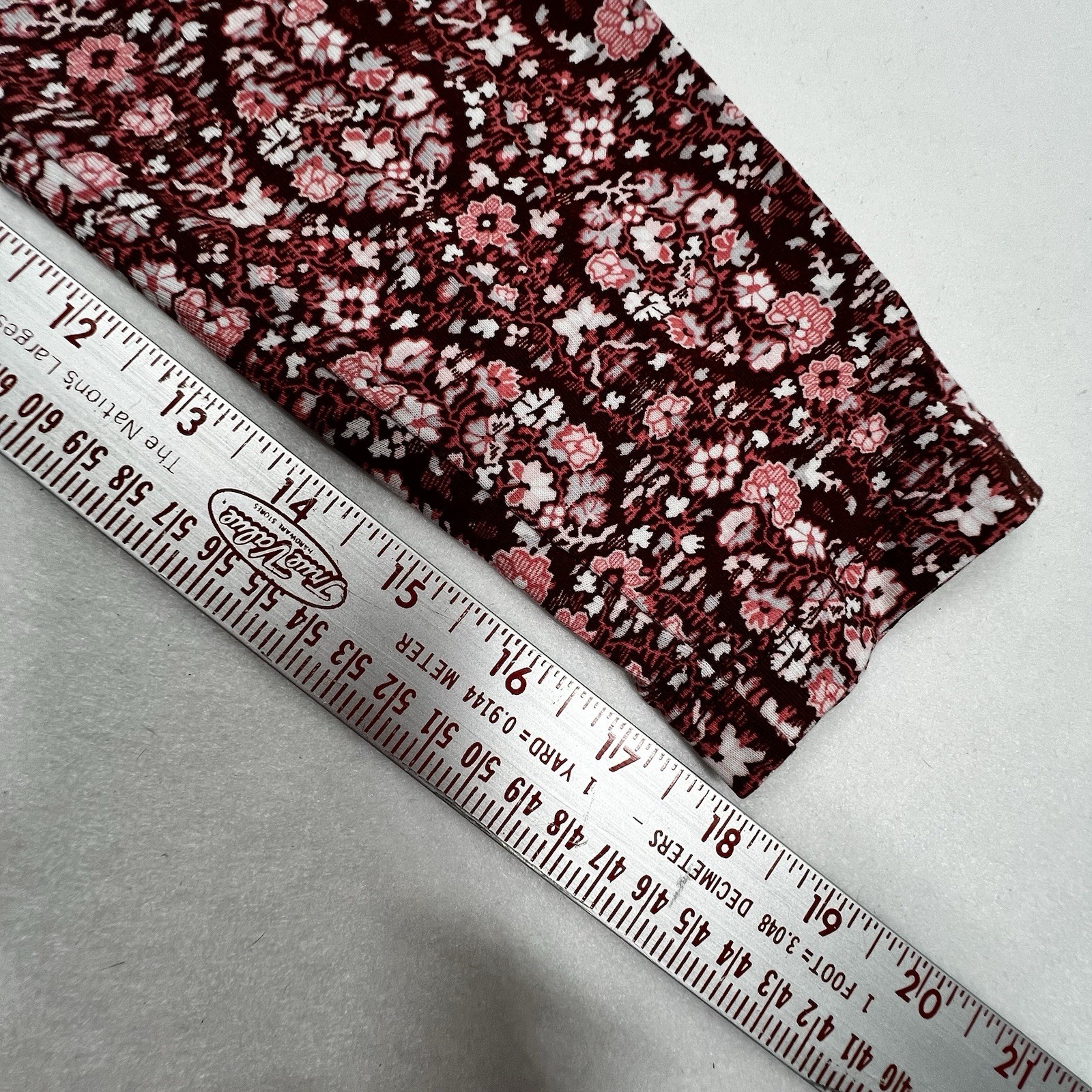Lands End 100% Cotton M (10-12) Long Sleeve V Neck Pink/Burgundy Floral Top
