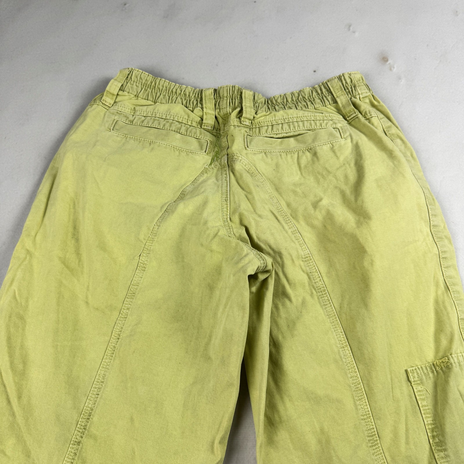 Womens Y2K Lime Green Cargo Pants Wide Leg Utility Multi Pocket Streetwear Baggy