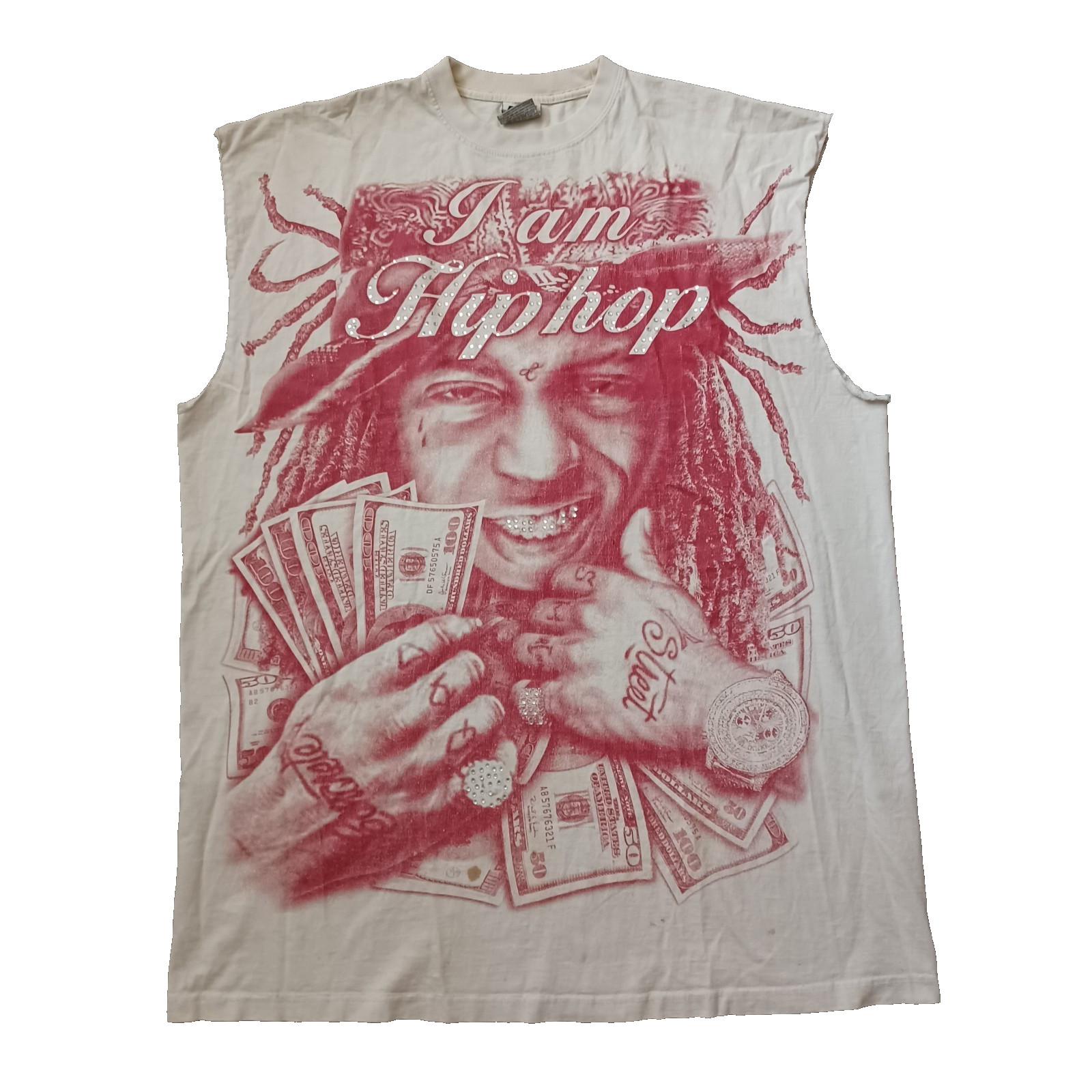 Lil Wayne T Shirt Adult 3XL Ivory I Am Hip Hop Bling Big Face Logo Sleeveless