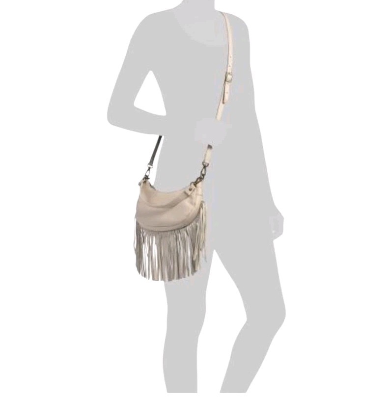 NWT Marlon Italian Leather Purse w/ Fringe Festival Western Boho Crossbody Bag