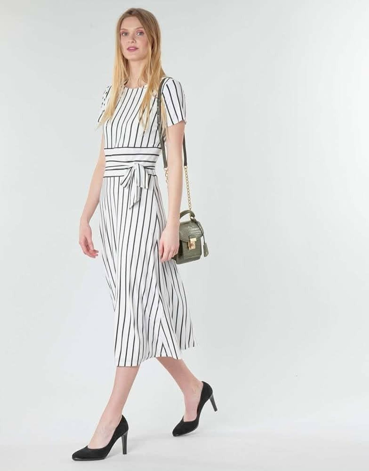 Ralph Lauren Striped Jersey Dress Navy Midi NWT $125 MSRP Nautical Old Money