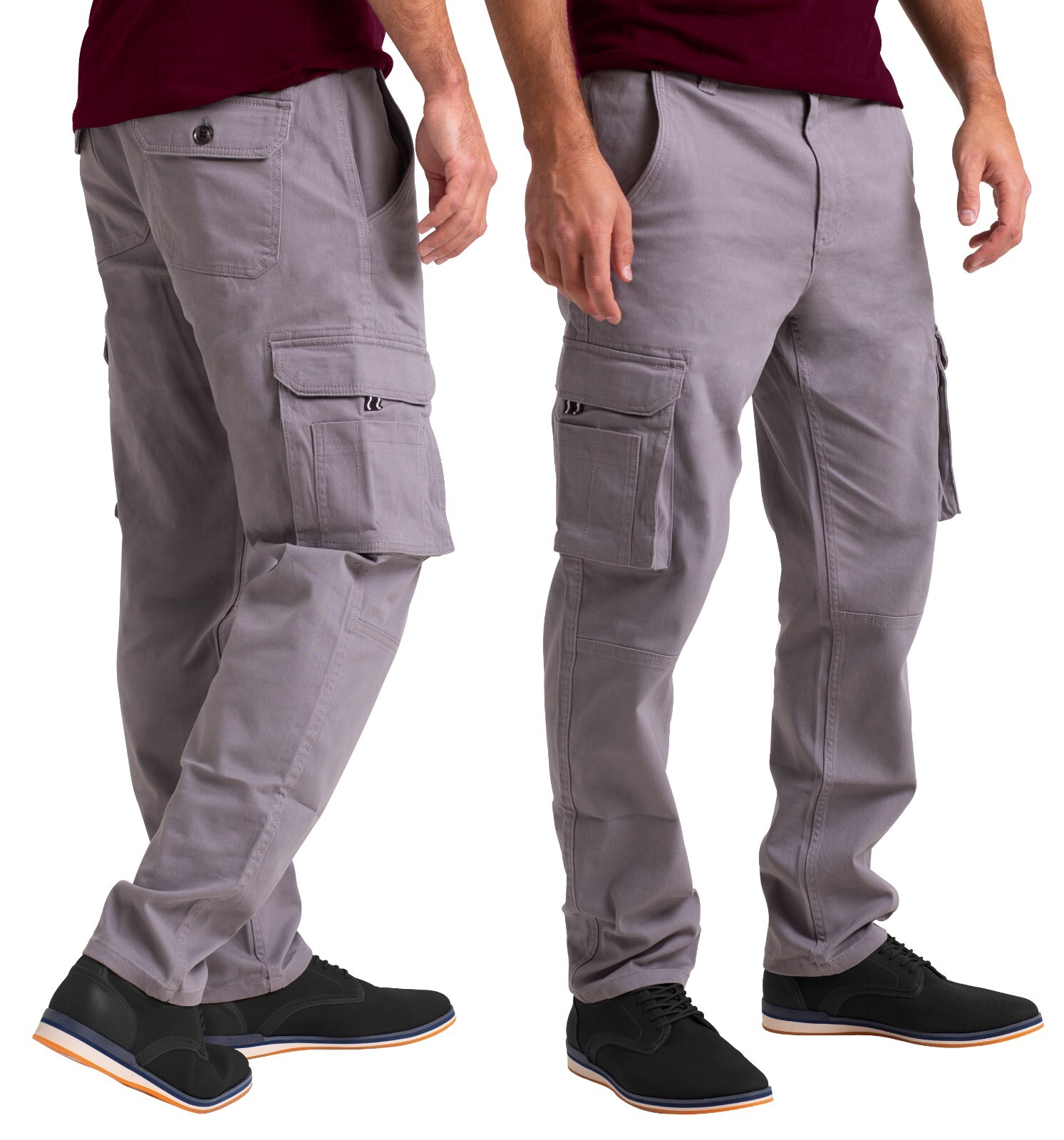 Mens Cargo Combat Flex Work Trouser Relax-Fit Multi Pocket Stretch Workwear Pant
