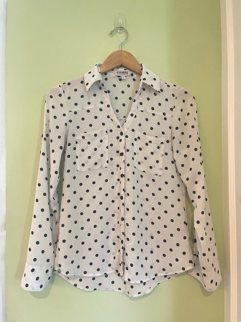 Express Women’s 3 Pack Long Sleeve Blouse Button Up Shirt X-Small Slim Fit
