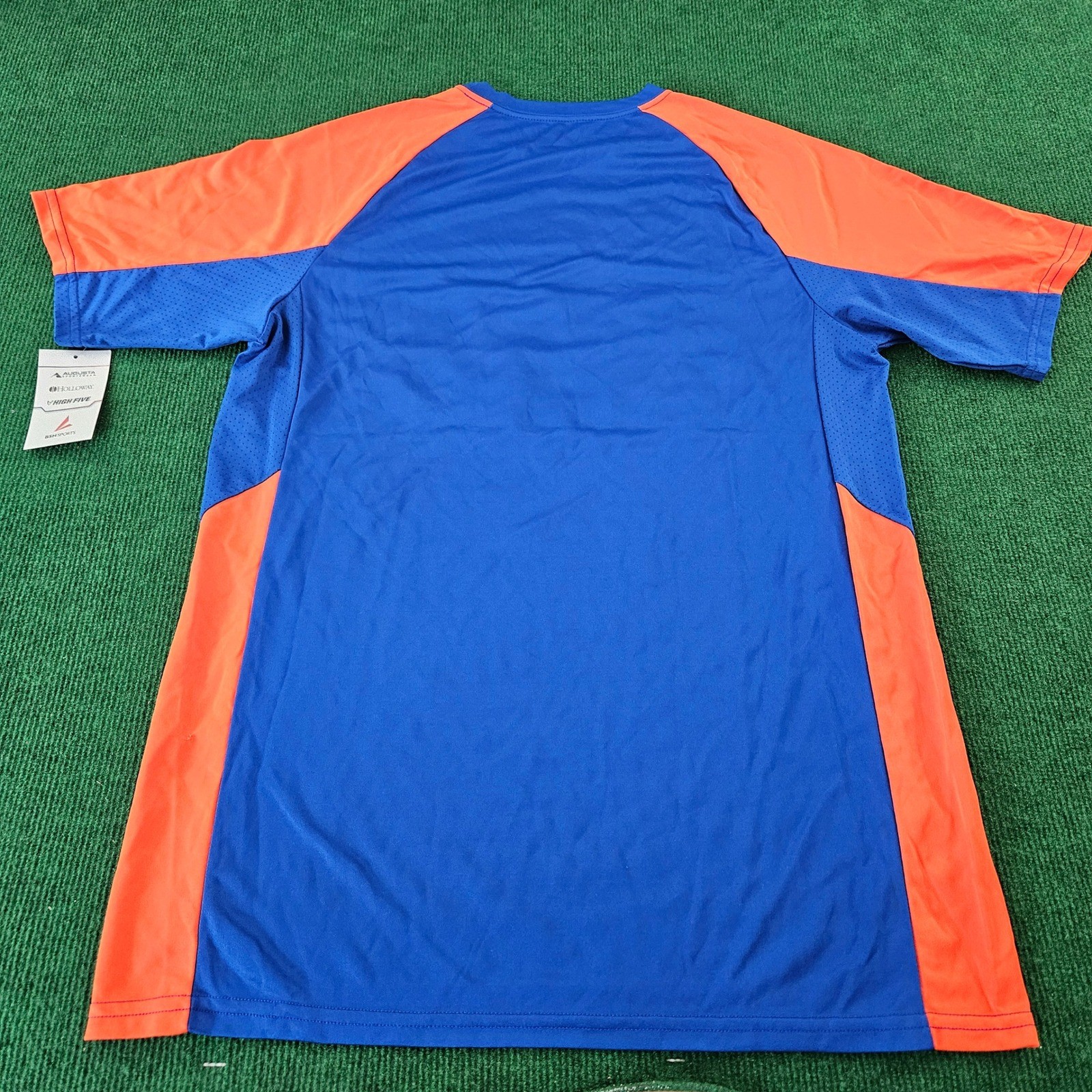 Augusta Sportswear Make Em Believe Adult M Blue Orange Raglan T Shirt
