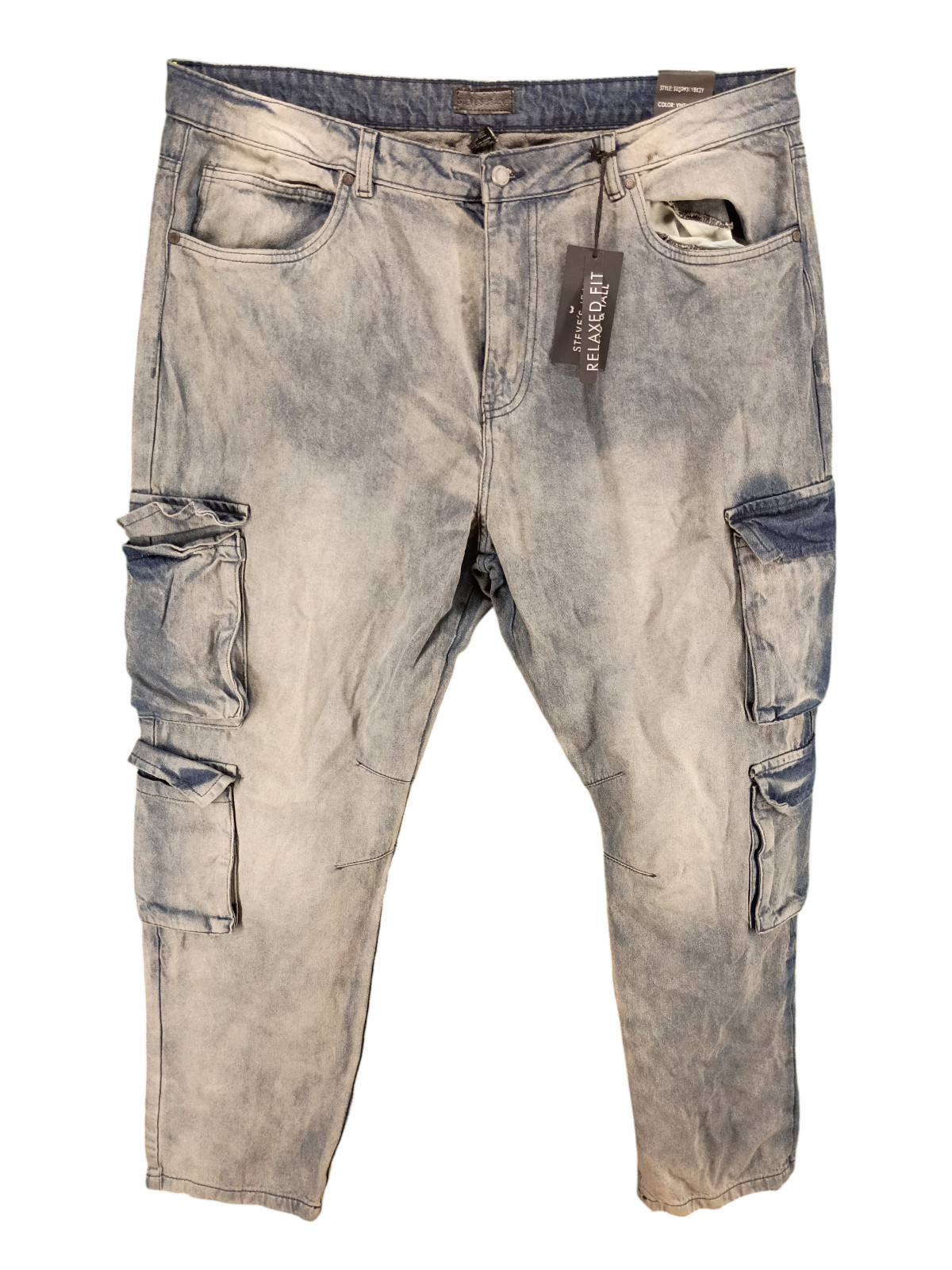 Steve’s Jeans Relaxed Fit Cargo Denim Jeans in a “Vintage Blue”, size 44×32 NWT