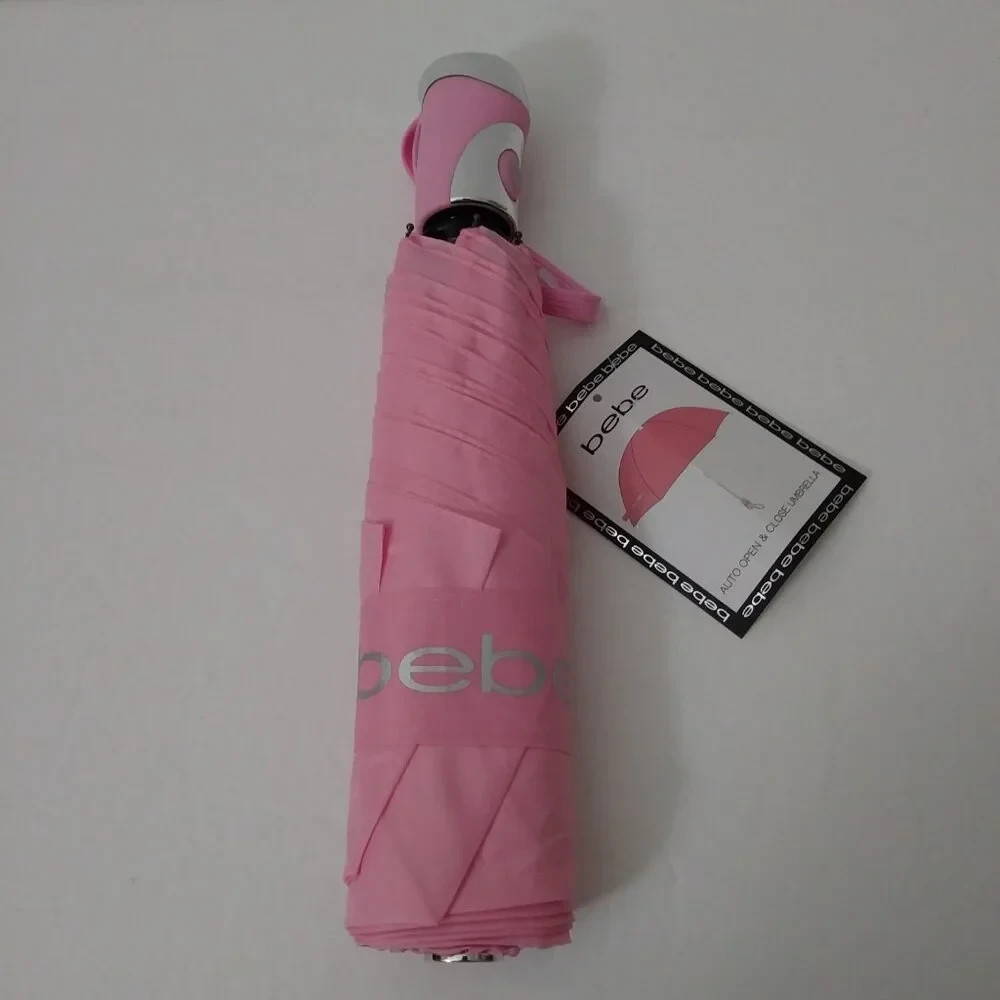 bebe Umbrella Auto Open & Close Lightweight Rain Sunshine Pink