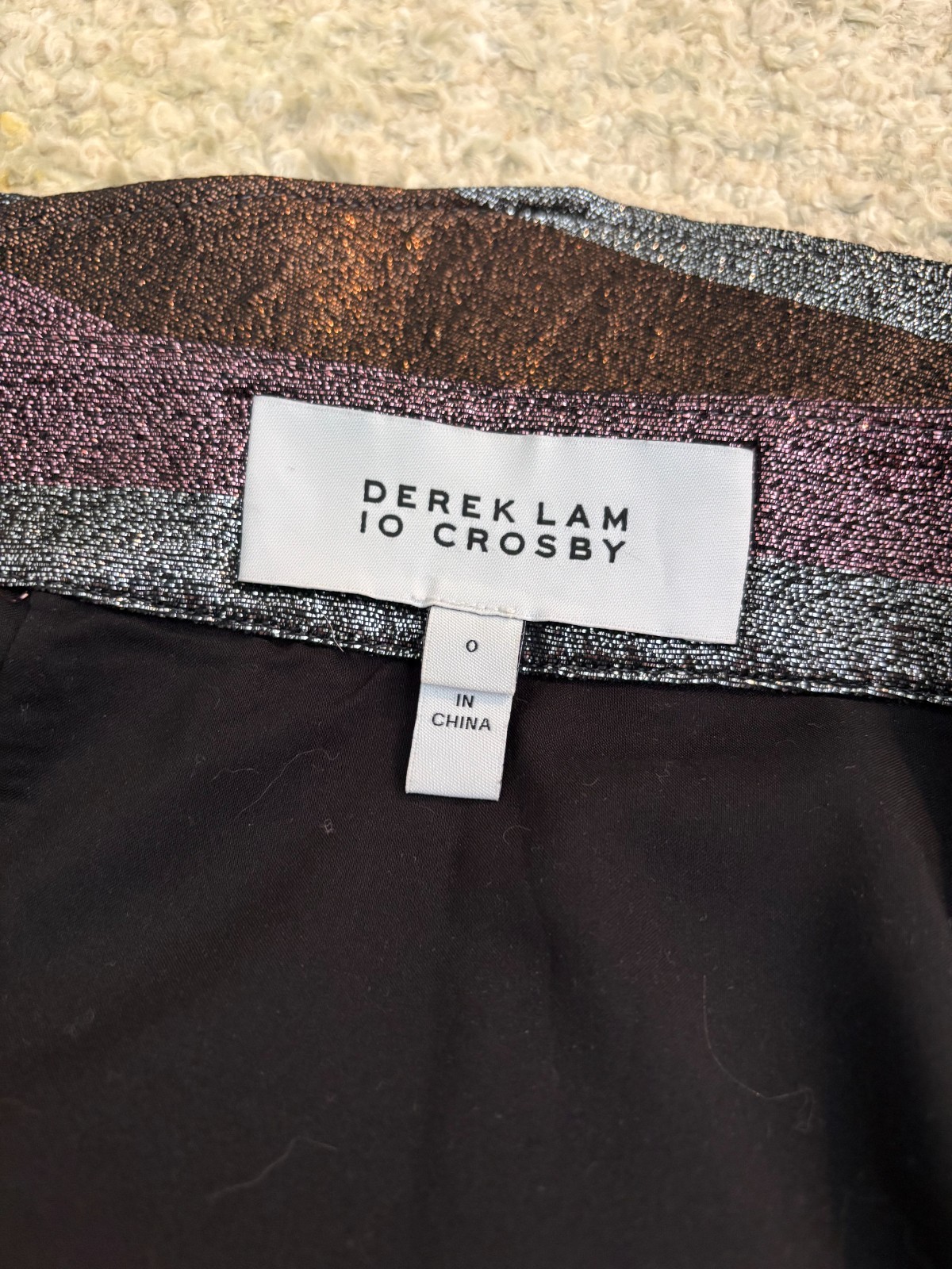 Derek Lam Metallic Shimmery Multi Colo Striped Mini Skirt With Ruffle Size 0