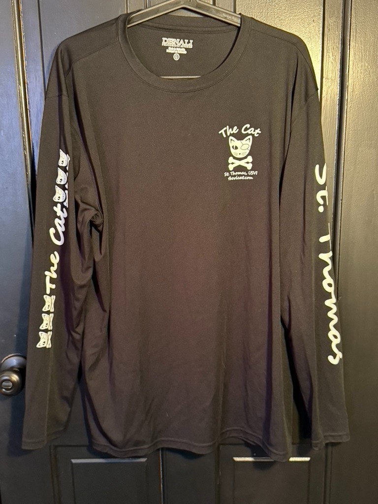 Denali Men’s Long Sleeve Graphic T-Shirt The Cat St. Thomas USVI Black Size L