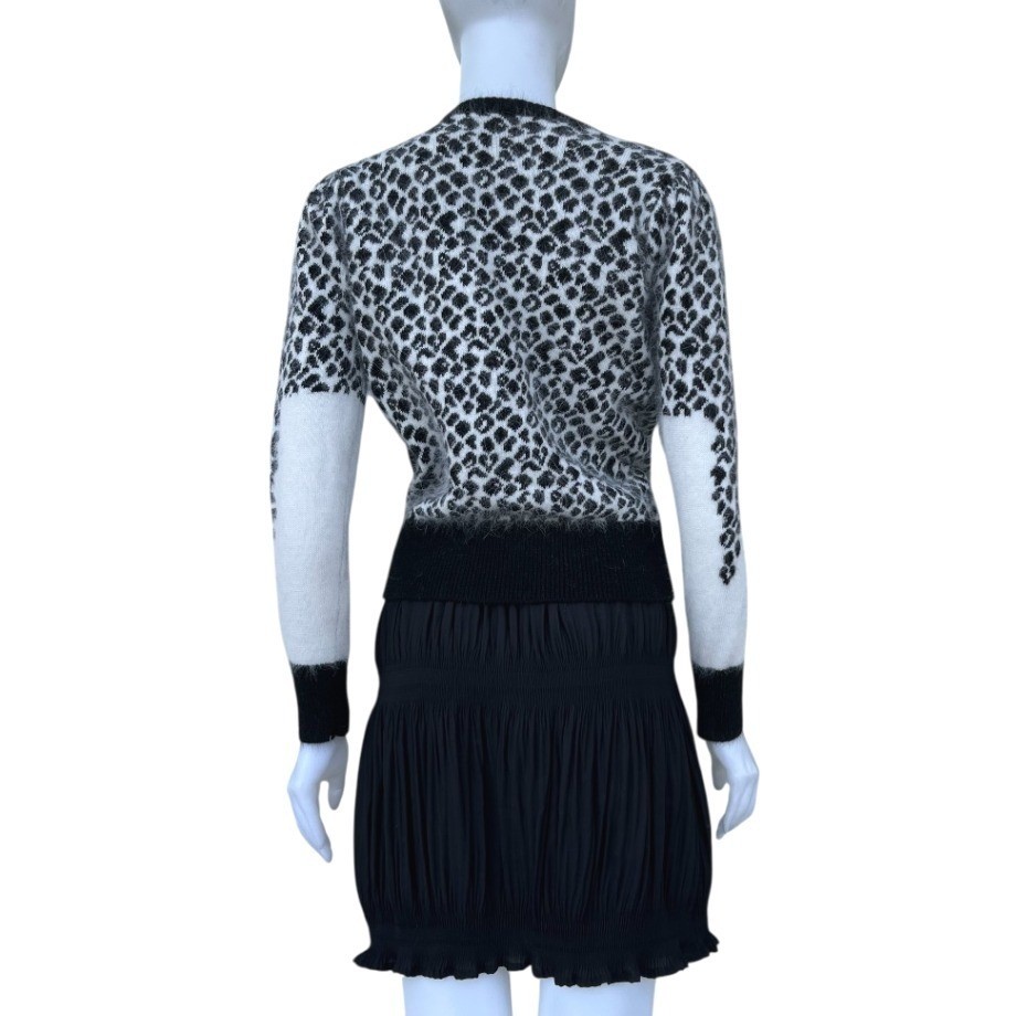 DRAW Angora Blend Leopard Print Fuzzy Wrap Sweater Women’s Coquette Mob Wife XS