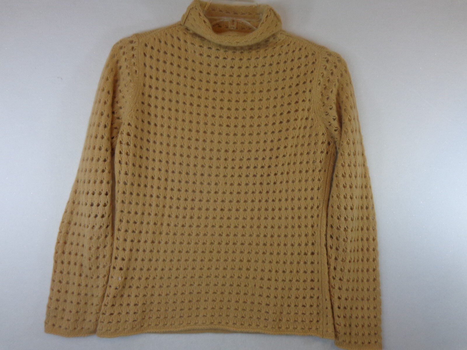 Cullen Sweater Women’s S Light Peach 100% Cashmere Turtle Neck Open Knit