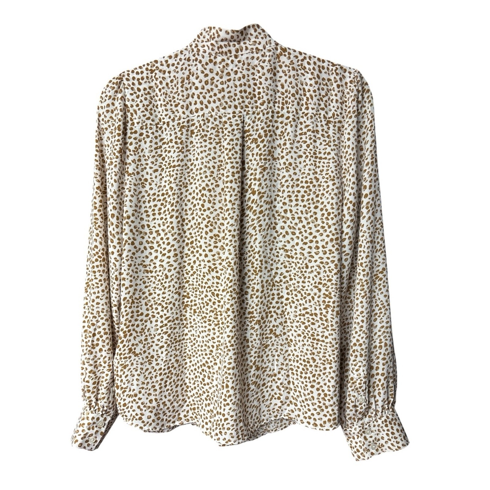 J.Crew Leopard Print Tie Neck Blouse Medium Bow Office Career Top