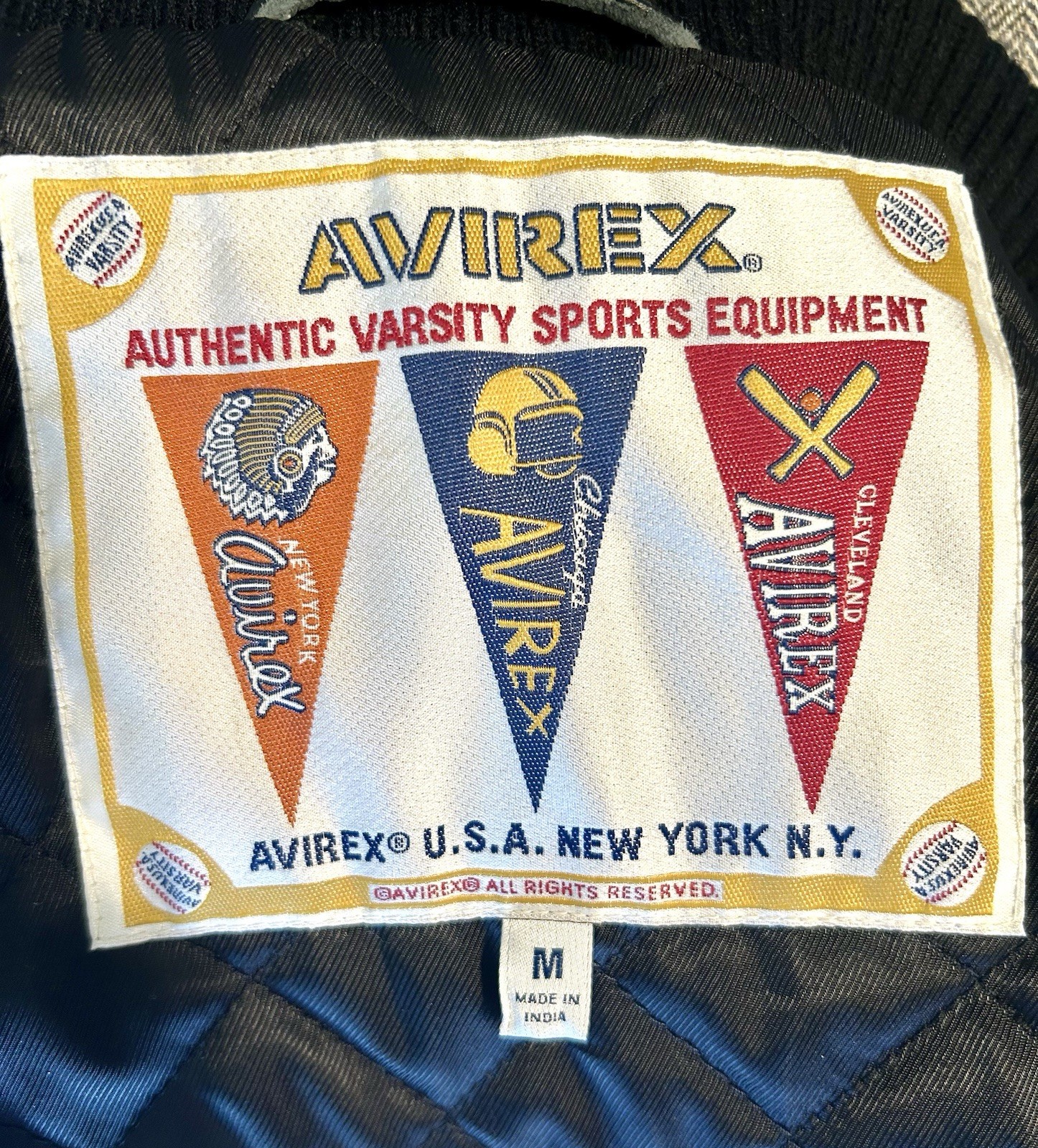 Avirex Varsity Jacket Medium Napa Leather + Wool Blend **Brand New, Never Worn!