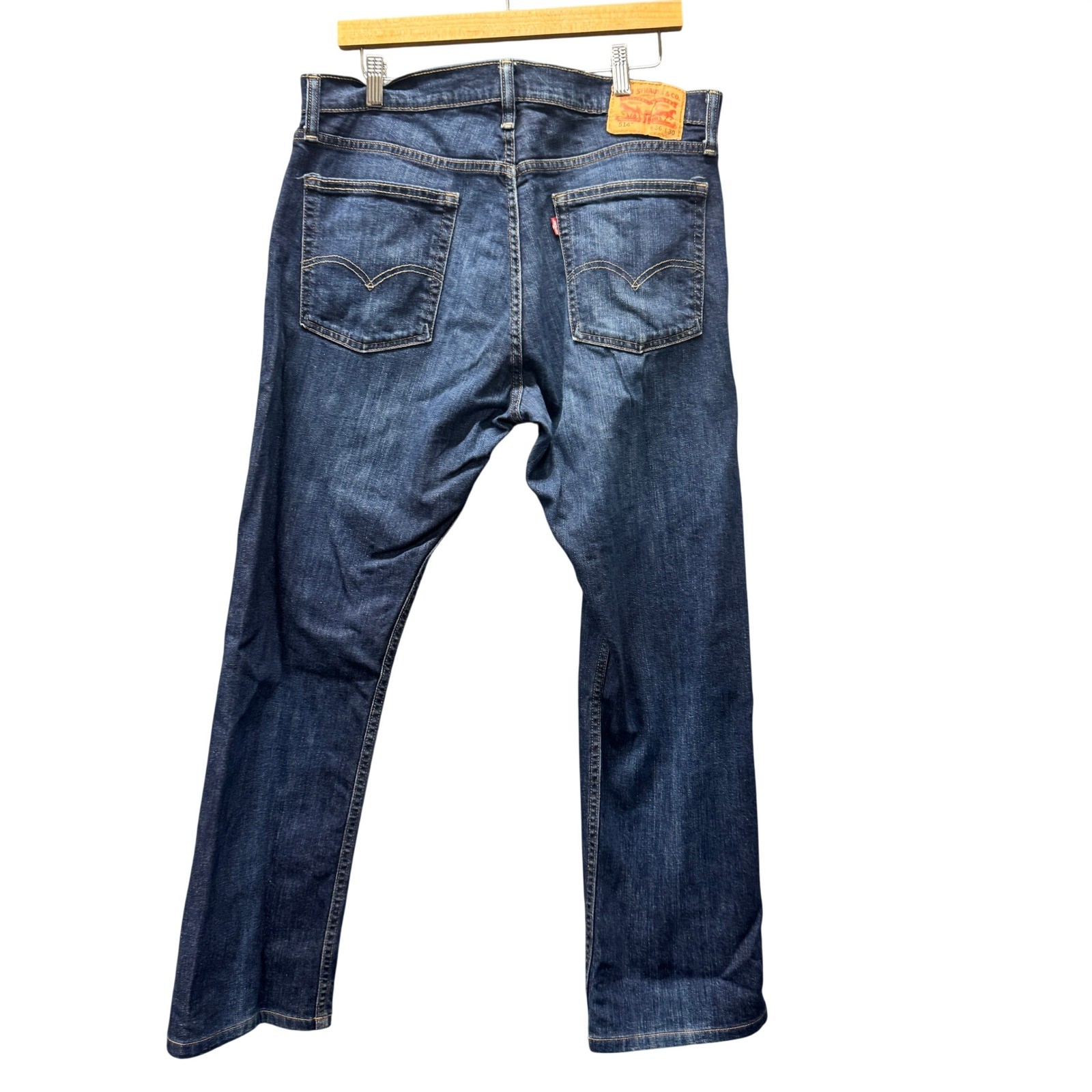 Levi’s 514 Jeans Mens 36×30 (36×29 ACTUAL) Straight Dark Wash Denim Faded Wash