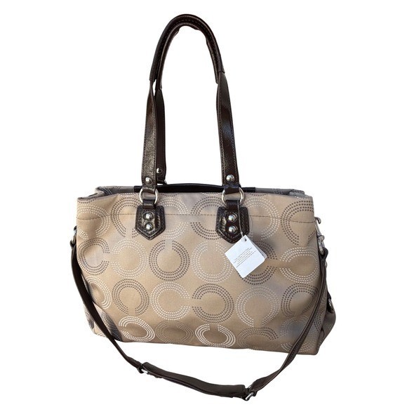 NWT Coach Madison Maggie Shoulder Bag Womens Medium Brown Optic Signature