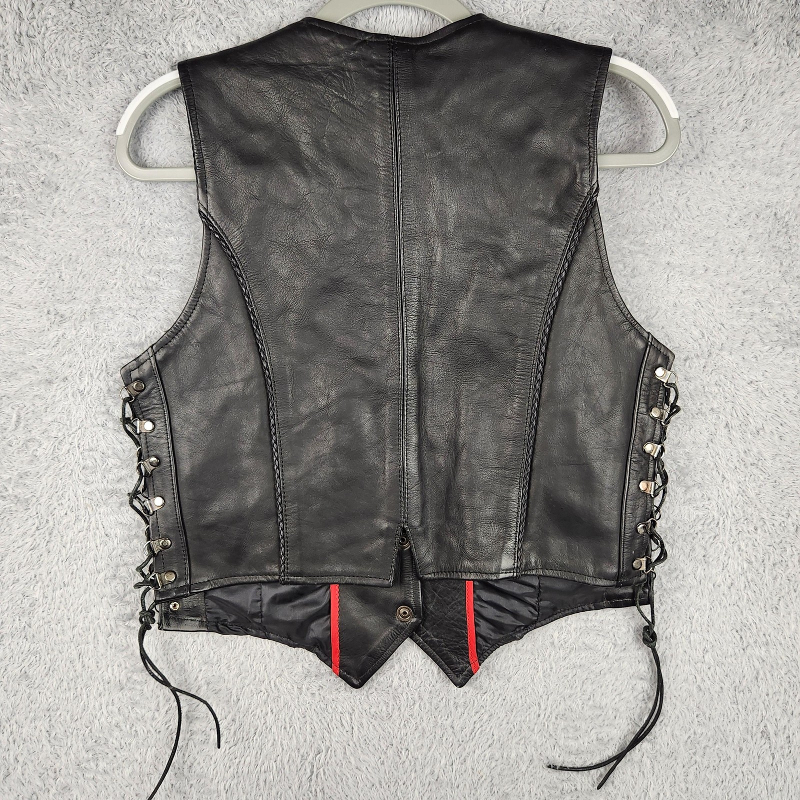 Milwaukee Leather Vest Womens Medium Black Snap Lace Up Biker Motorcycle Riding