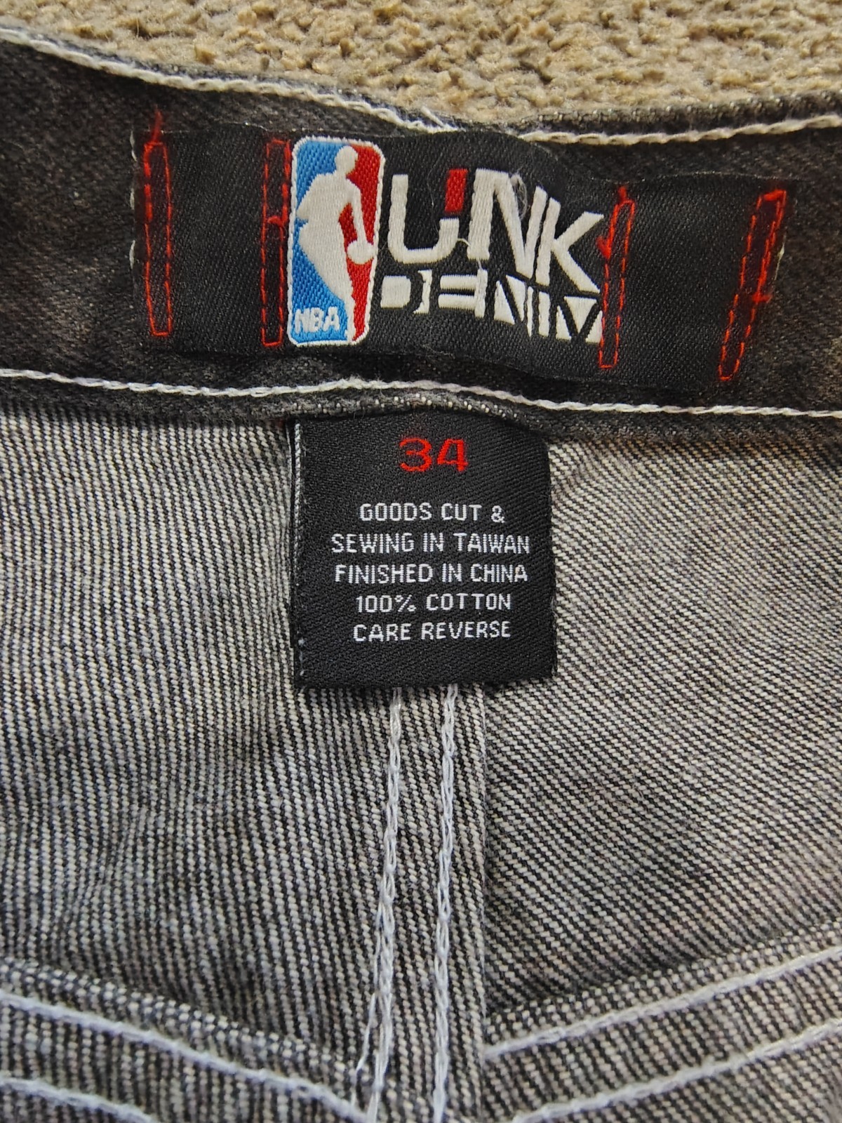 UNK Denim NBA Spurs Tim Duncan 21 Embroidered Straight Jeans Black White Men