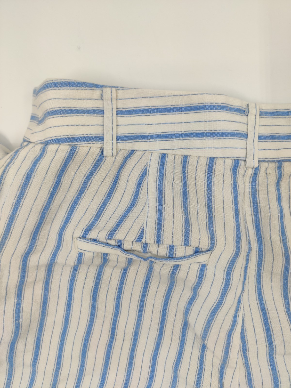Ann Taylor LOFT Womens Petite 00 Pants Crop Capri Linen Blend Blue Stripe