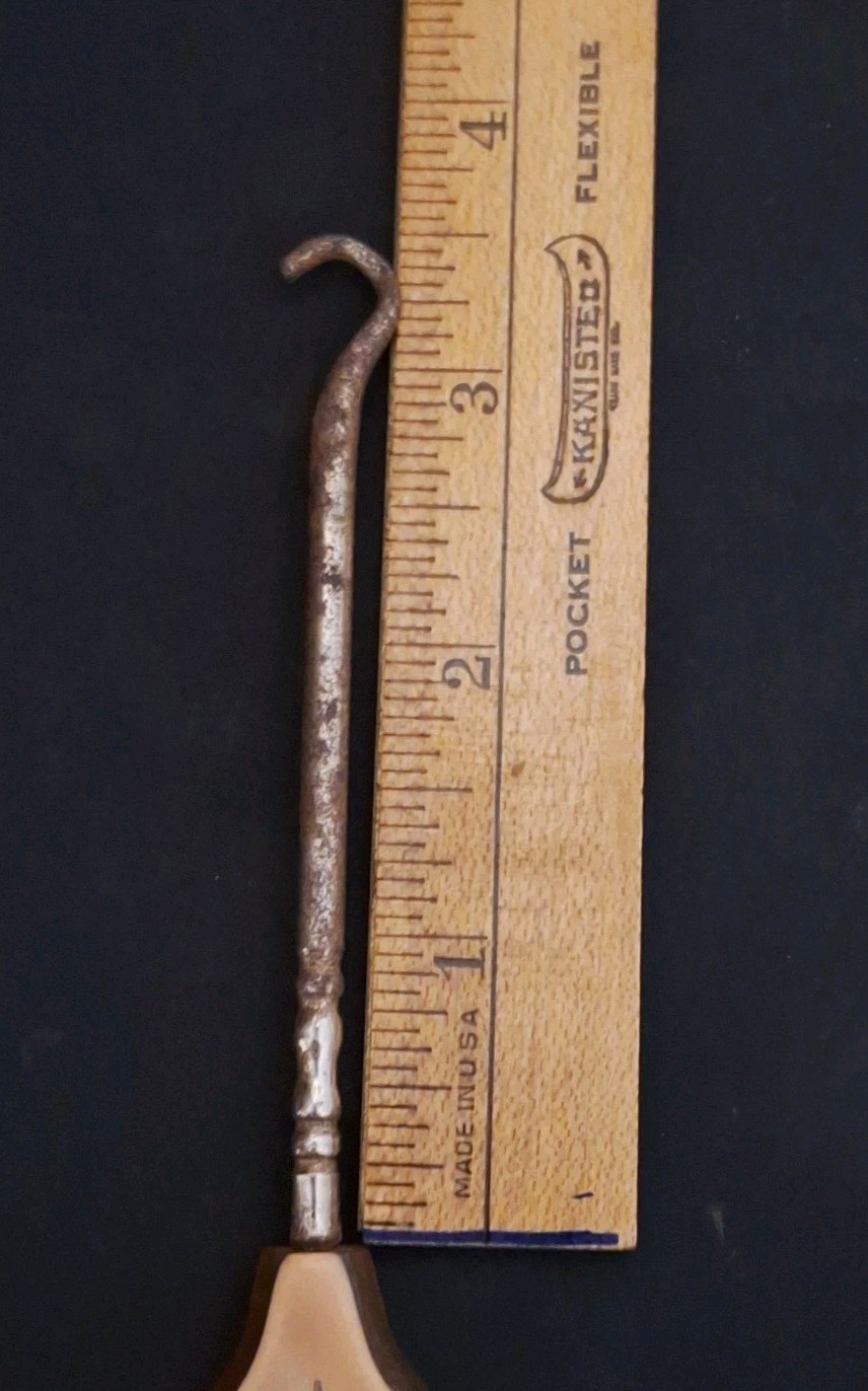 Antique Art Deco Translucent Celluloid & Metal Button/Shoe Hook