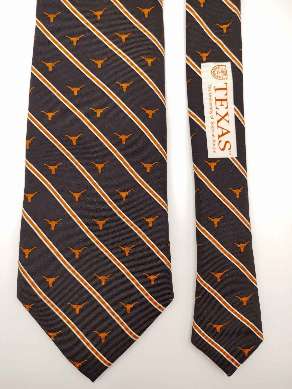 University Texas Longhorns Vineyard Vines Necktie Black Tan Brown Orange Silk