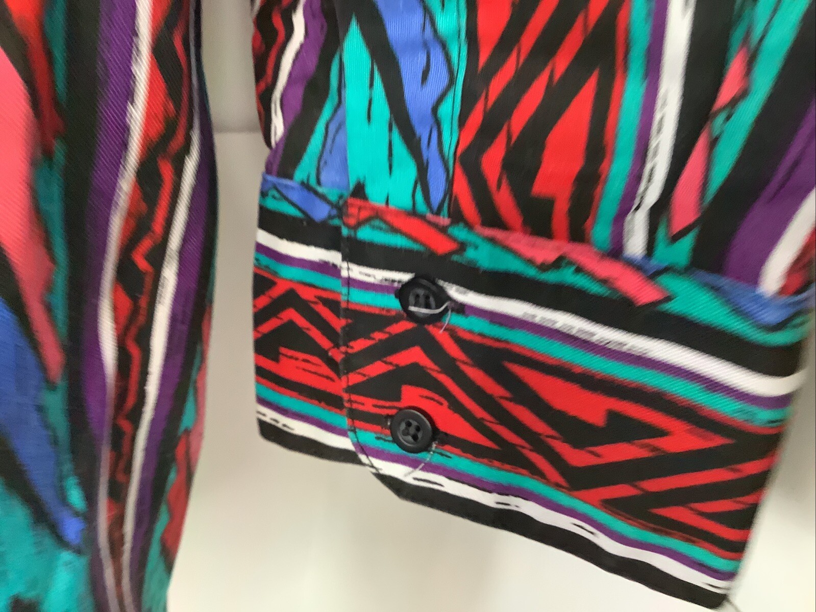 Vintage Plainsman Button Down Shirt Sz 20 4X 20.5 Aztec For Big Men Geometric