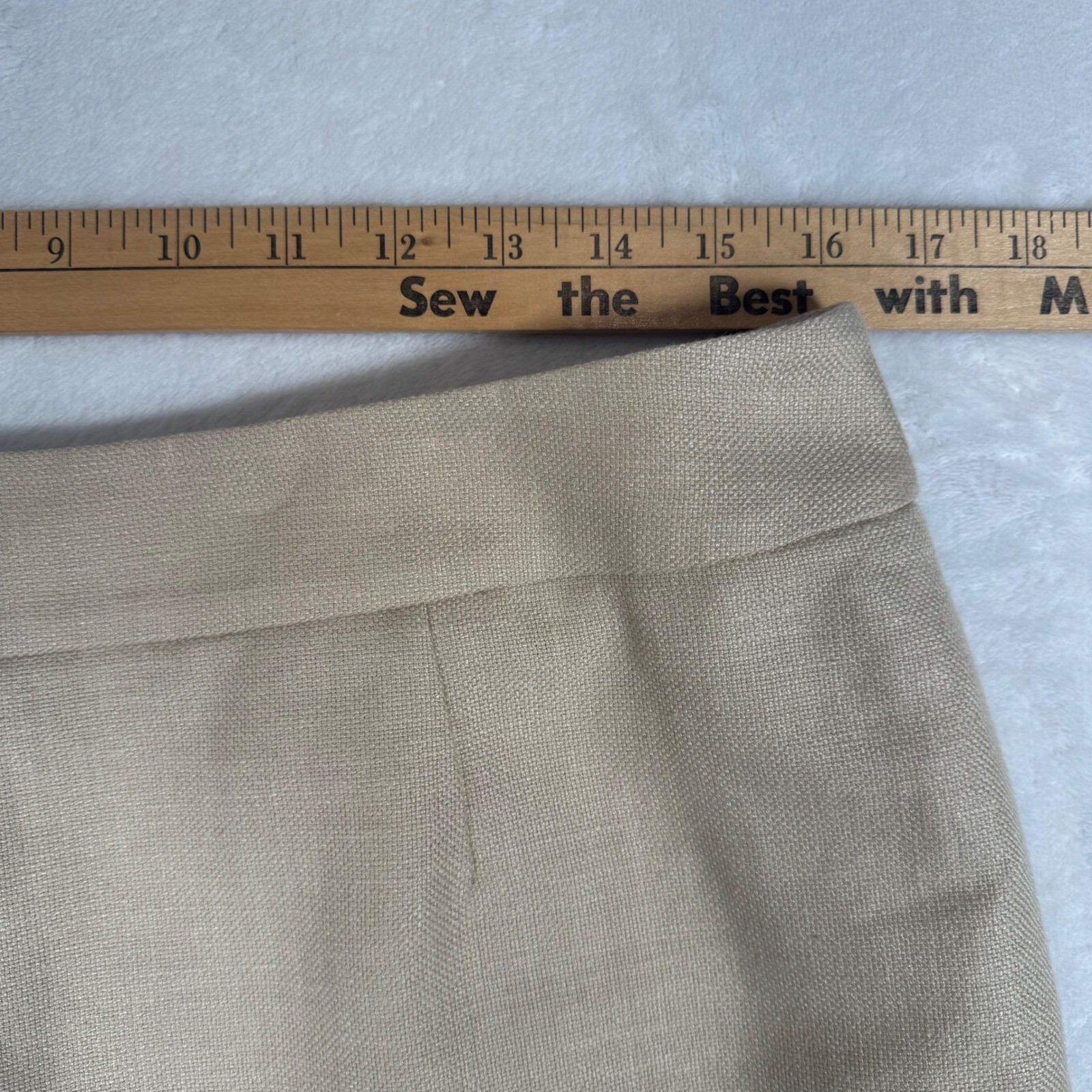 Brooks Brothers Skirt Womens 12 Tan Silk Linen Wool Blend Italian Fabric Luxury