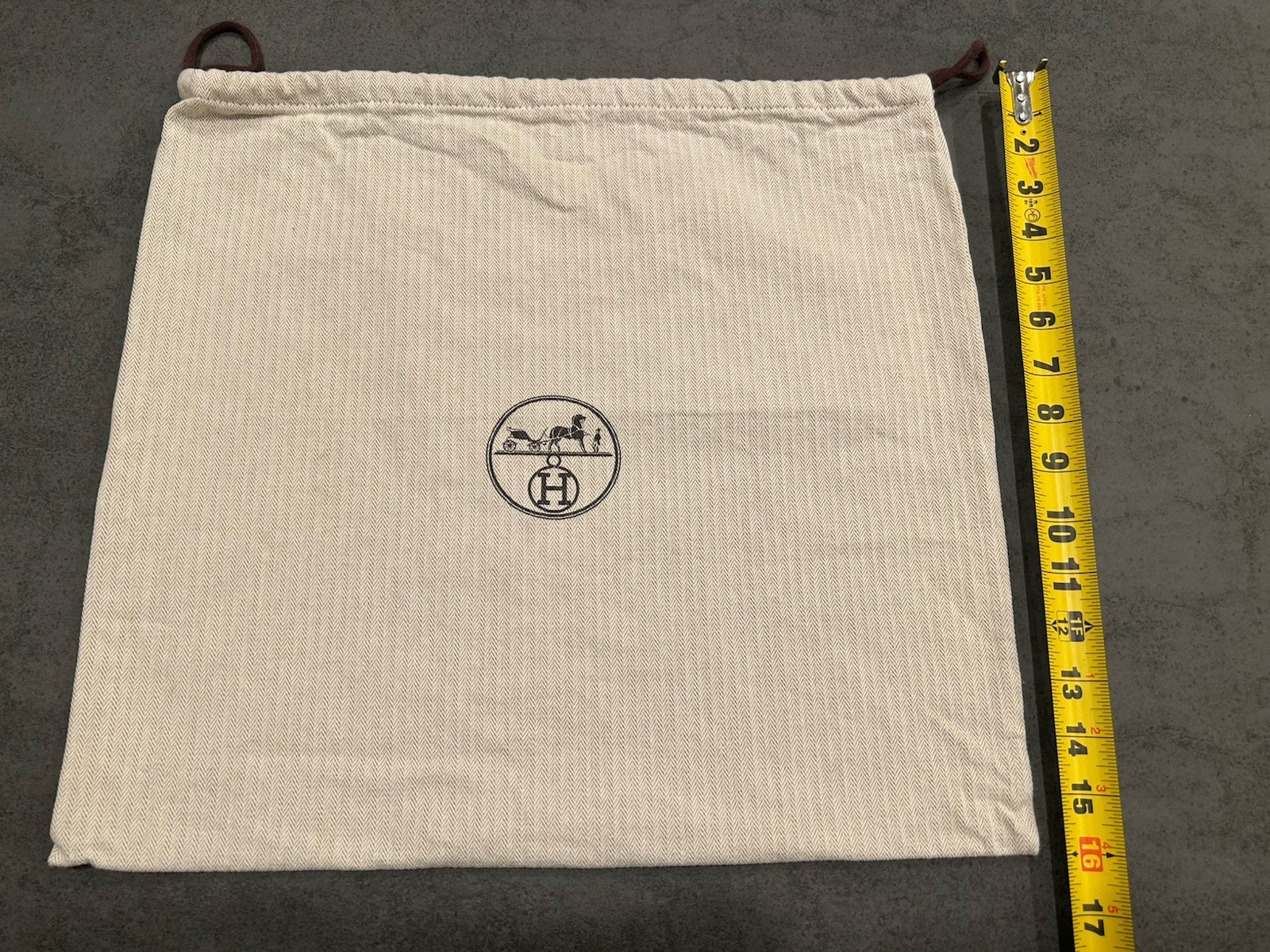Hermes Drawstring Storage Dust Bag 17×17 Inch Authentic