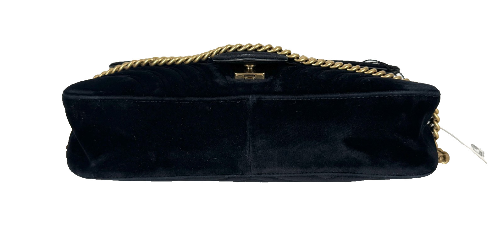 Gucci Auth Black Double G Marmont Medium Velvet Crossbody Shoulder Chain GG Bag
