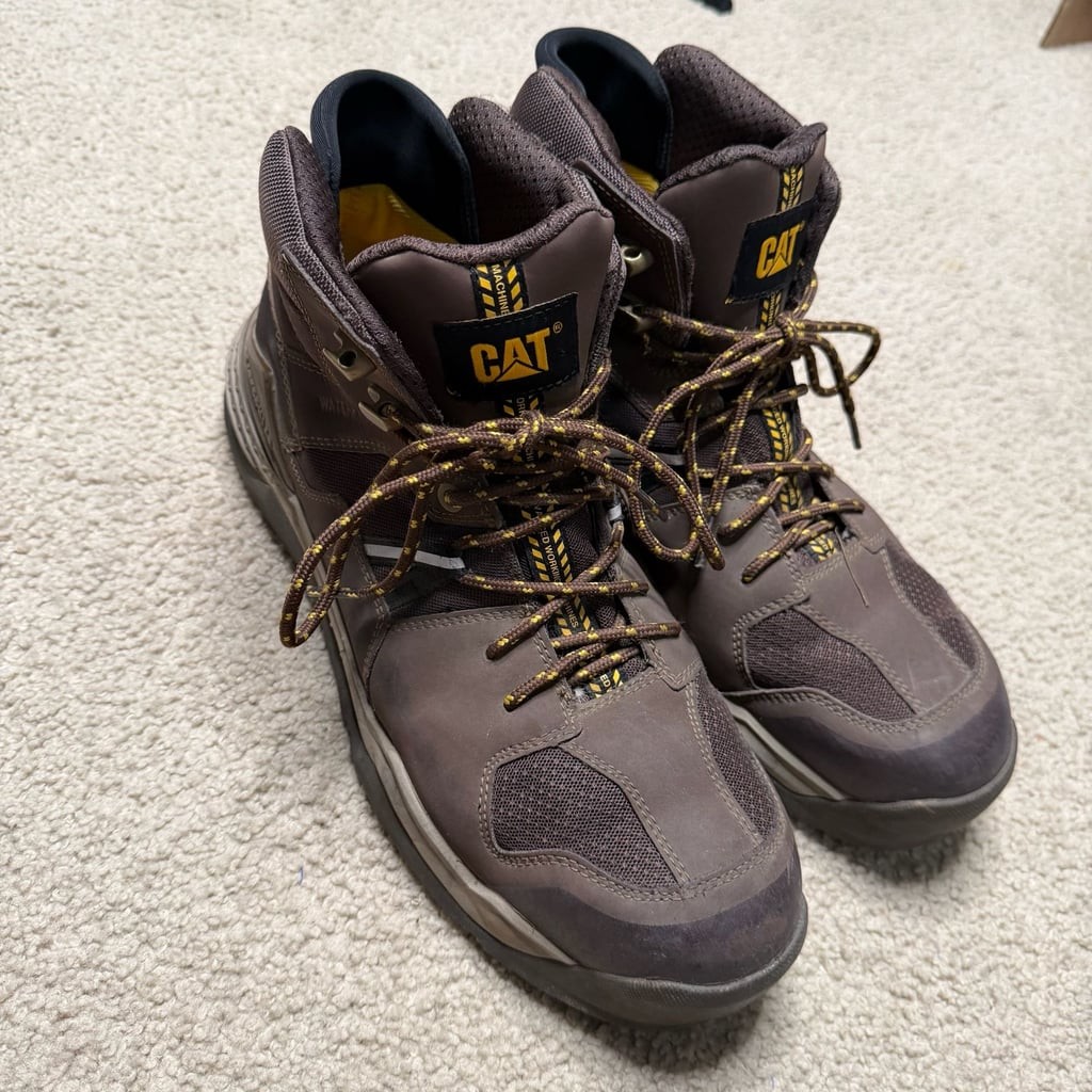 CAT Mid Alloy Toe Waterproof Work Boots Size 13
