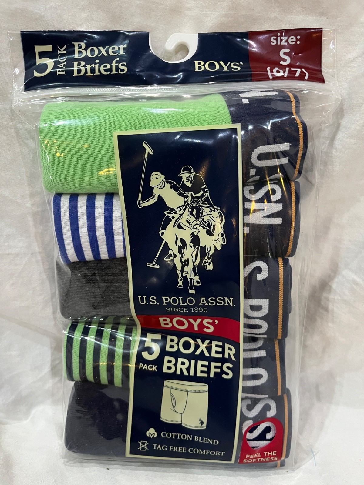 5 Pairs U.S. Polo Assn. Boxer Briefs Size S (6/7), XXL (16-18) New