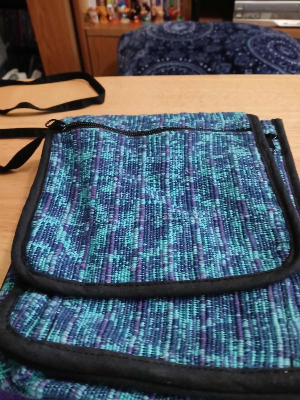 Guatemala-Made Shades Of Blue & Purple Crossbody Handbag Wash Cold Water