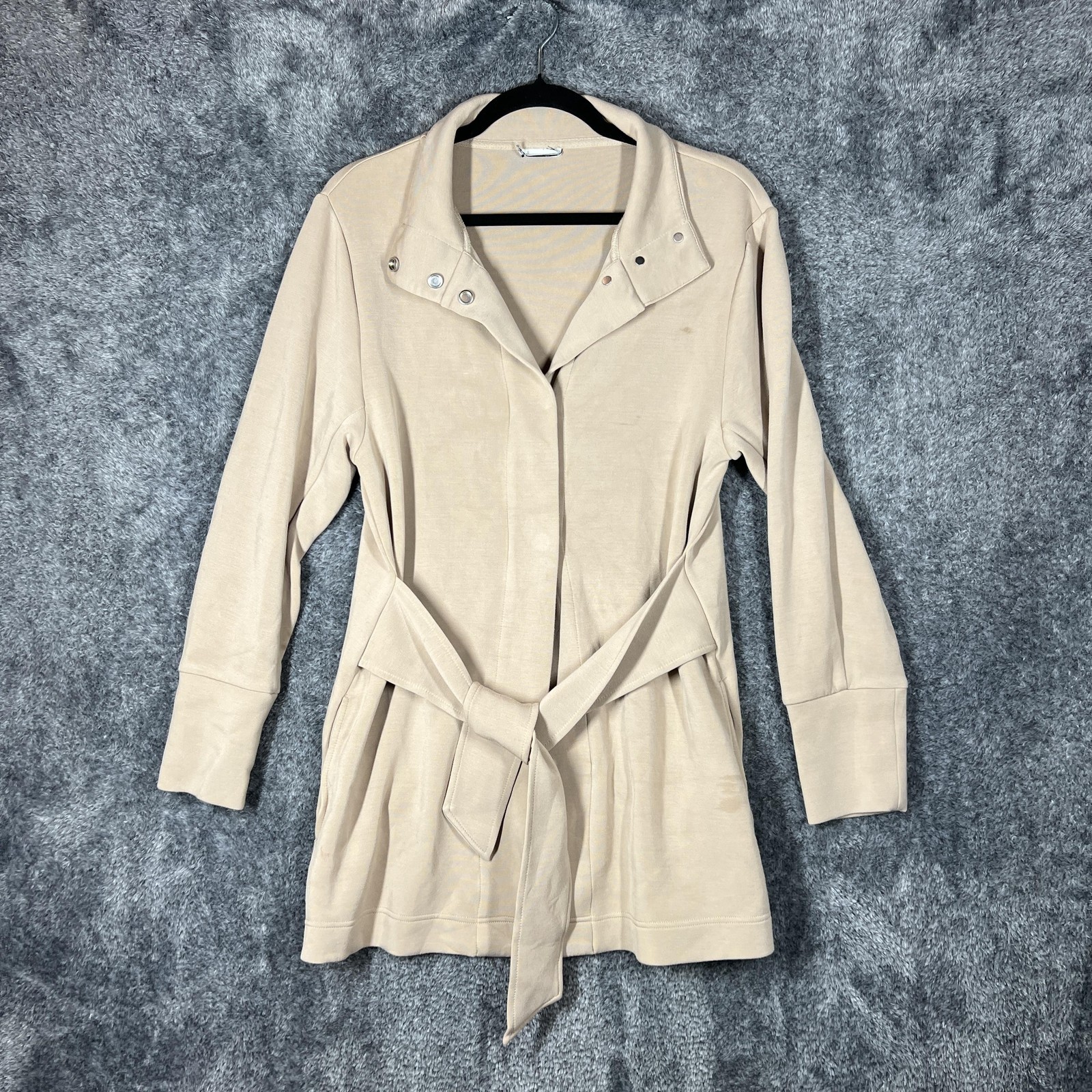 Varley Anset Jacket Womens Small Beige Doublesoft Belted Wrap Knit Cardigan