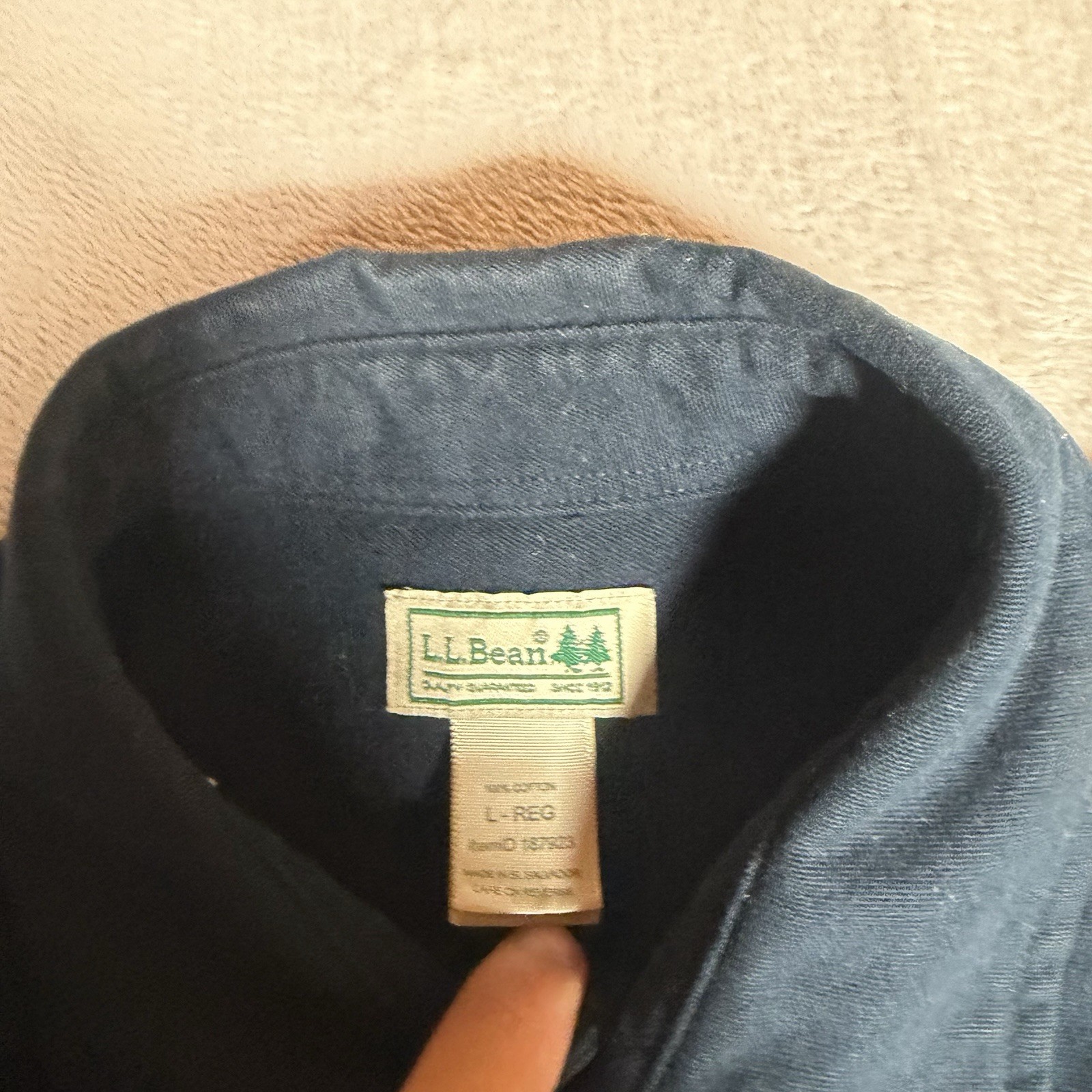LL Bean Shirt Mens Large Blue Chamois Cloth Signature Slim Fit Button Up Outdoor
