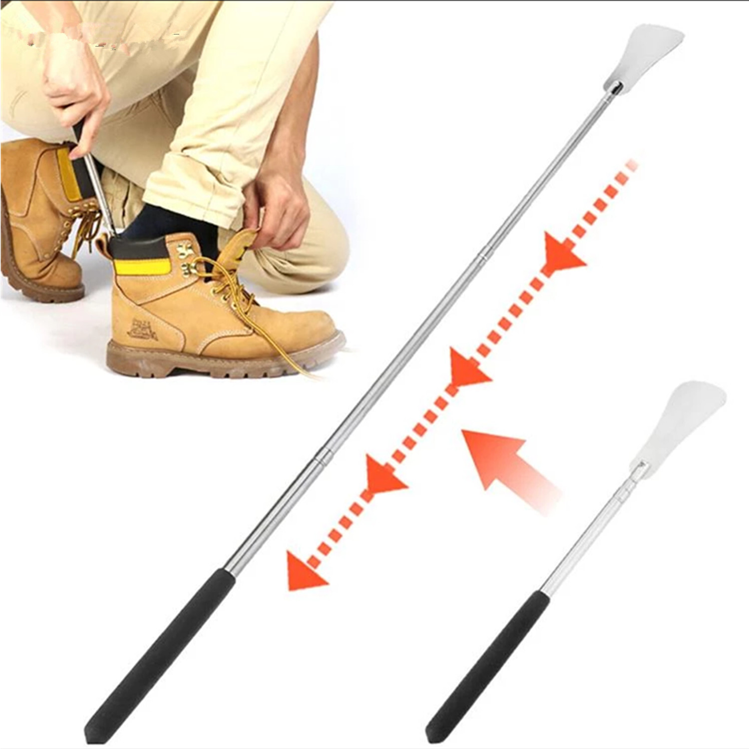 2/3 Pc 30″ Extending Metal Shoe Horn Extra Long Handle Shoe Remover Random Color