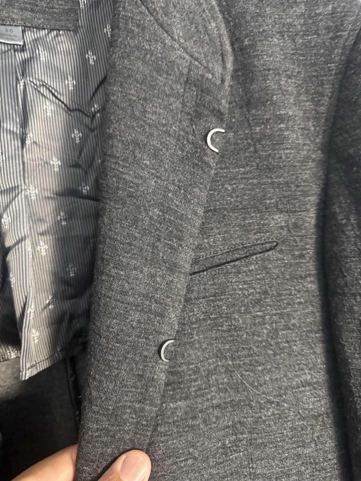 John Varvatos Hook And Bar Gray Wool Knit Blazer 56 Single-Breasted Solid
