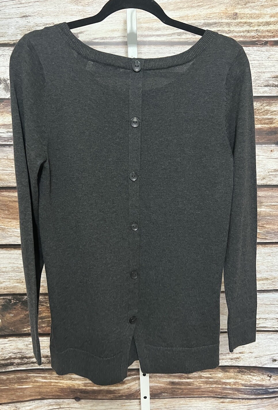 Jeanne Pierre Gray Button Back Tunic Sweater 100% Cotton Sz Medium M New
