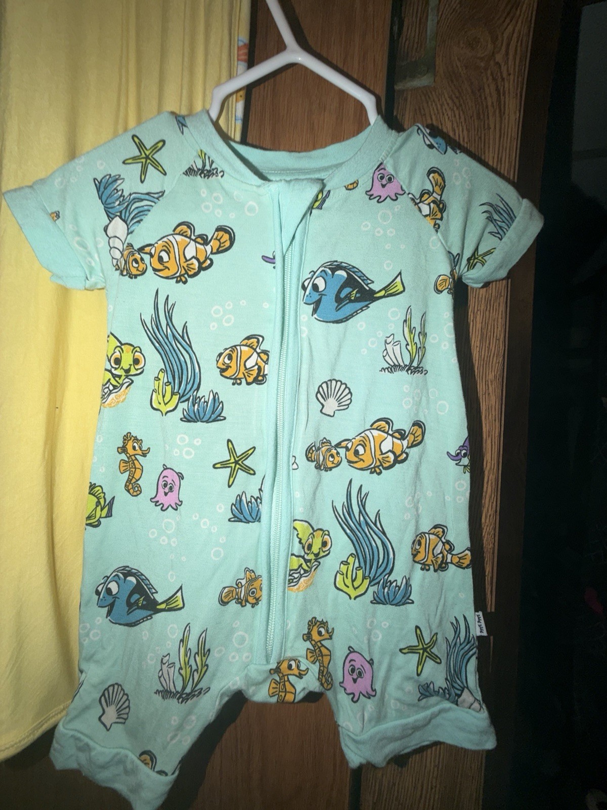 little sleepies Disney Finding Nemo Nemo Dory Light Blue Bamboo Zip Romper 0-3M