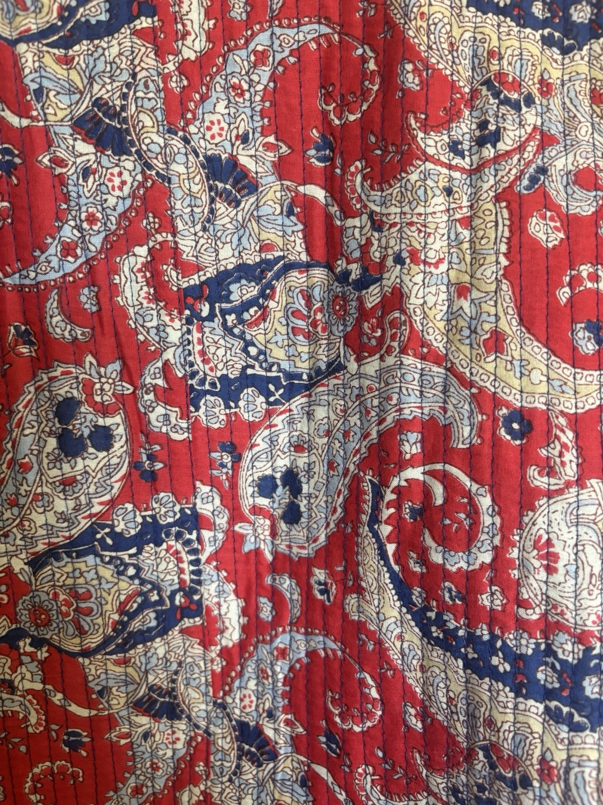 Handmade Quilt Top Blazer Blue Red Boho XL XXL 2xl Thin Quilted Button Shirt