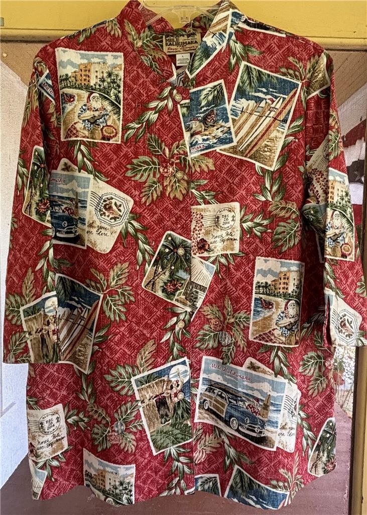 Reyn Spooner 2014 Mele Kalikimaka Limited Issue Mandarin band collar Christmas
